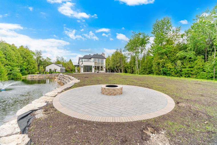 Fire pit overlooking the pond